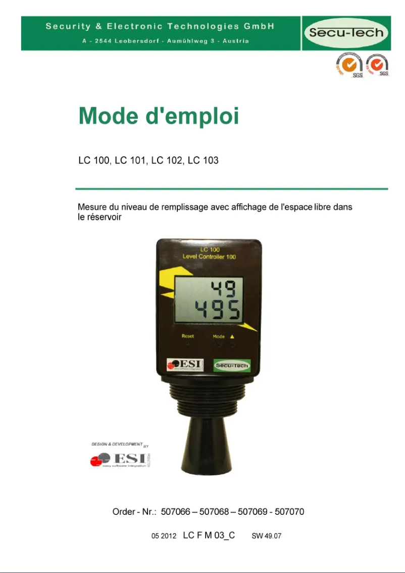 Image de la première page du manuel de l'appareil LC 103