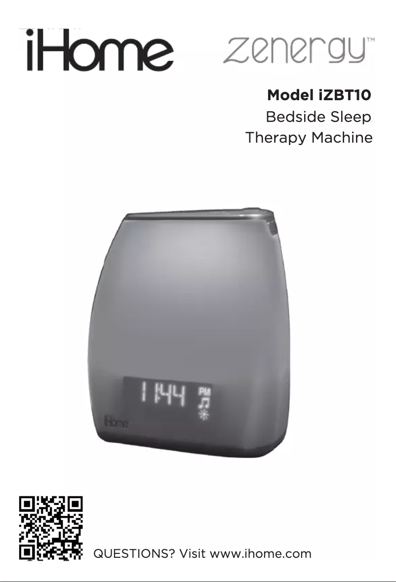 Page 1 de la notice Manuel utilisateur iHome Zenergy Bedside Sleep Therapy IZBT10