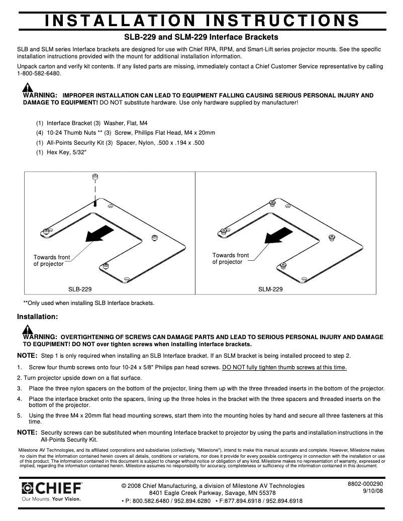 Page 1 de la notice Manuel utilisateur Chief SLM229