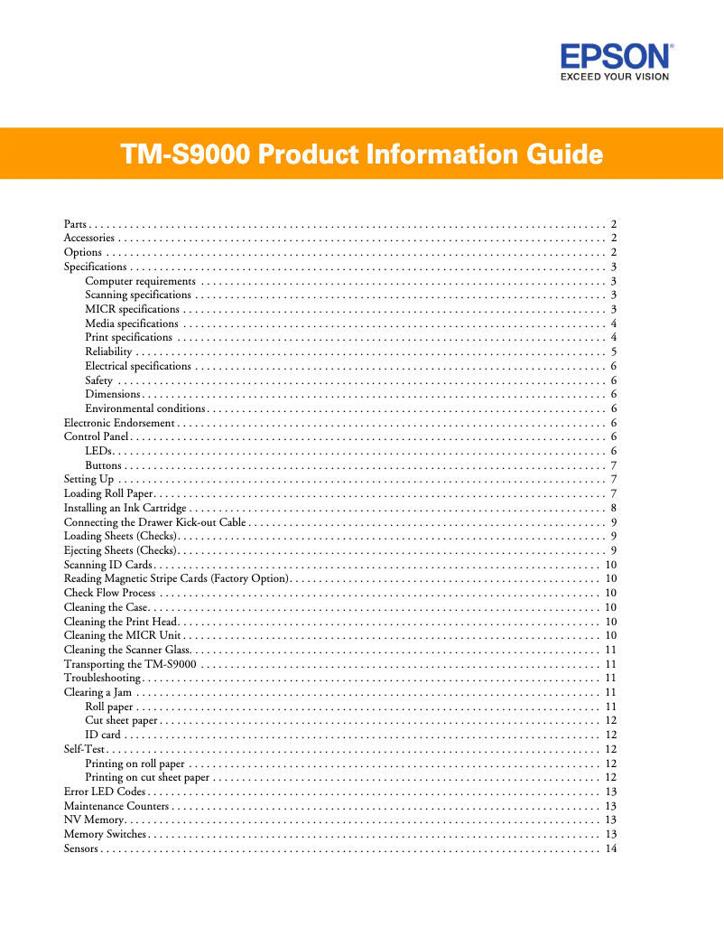Page n°1 - Fiche technique Epson TM-S9000