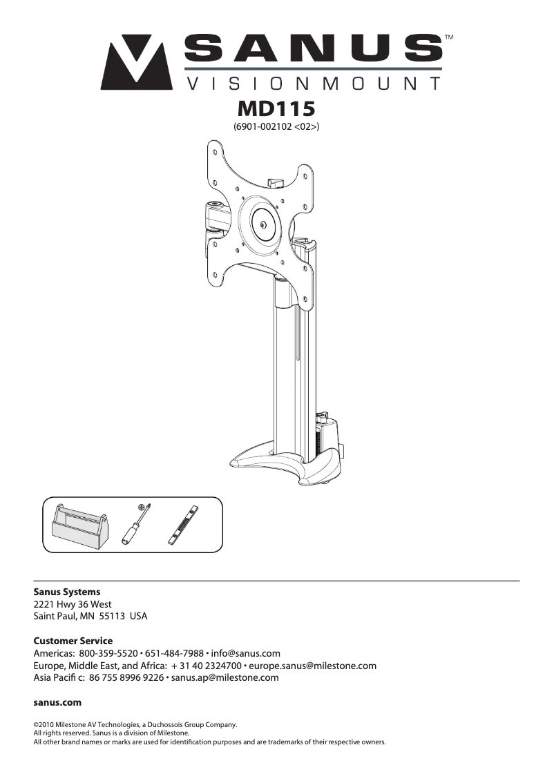 Page 1 de la notice Manuel utilisateur Sanus MD115