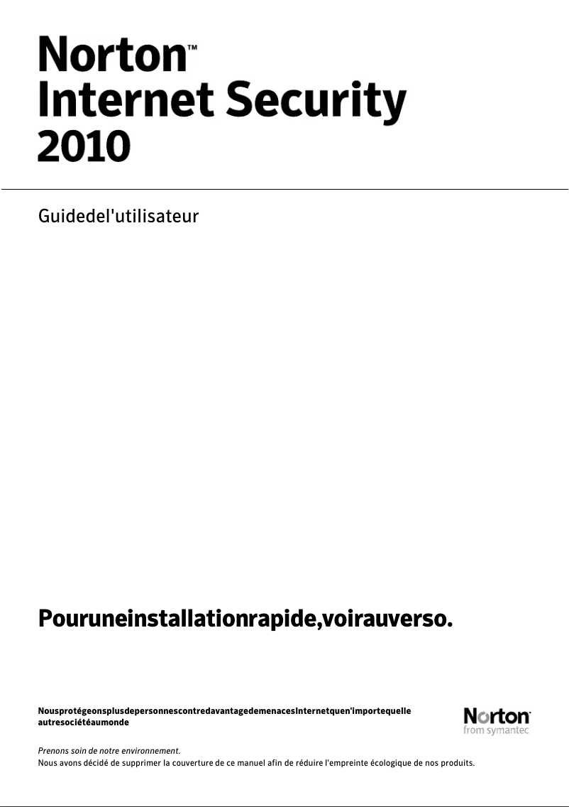 Image de la première page du manuel de l'appareil Norton Internet Security 2010