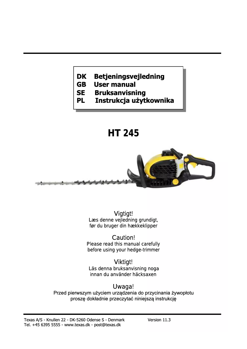 Page n°1 - Manuel utilisateur Texas HT 245