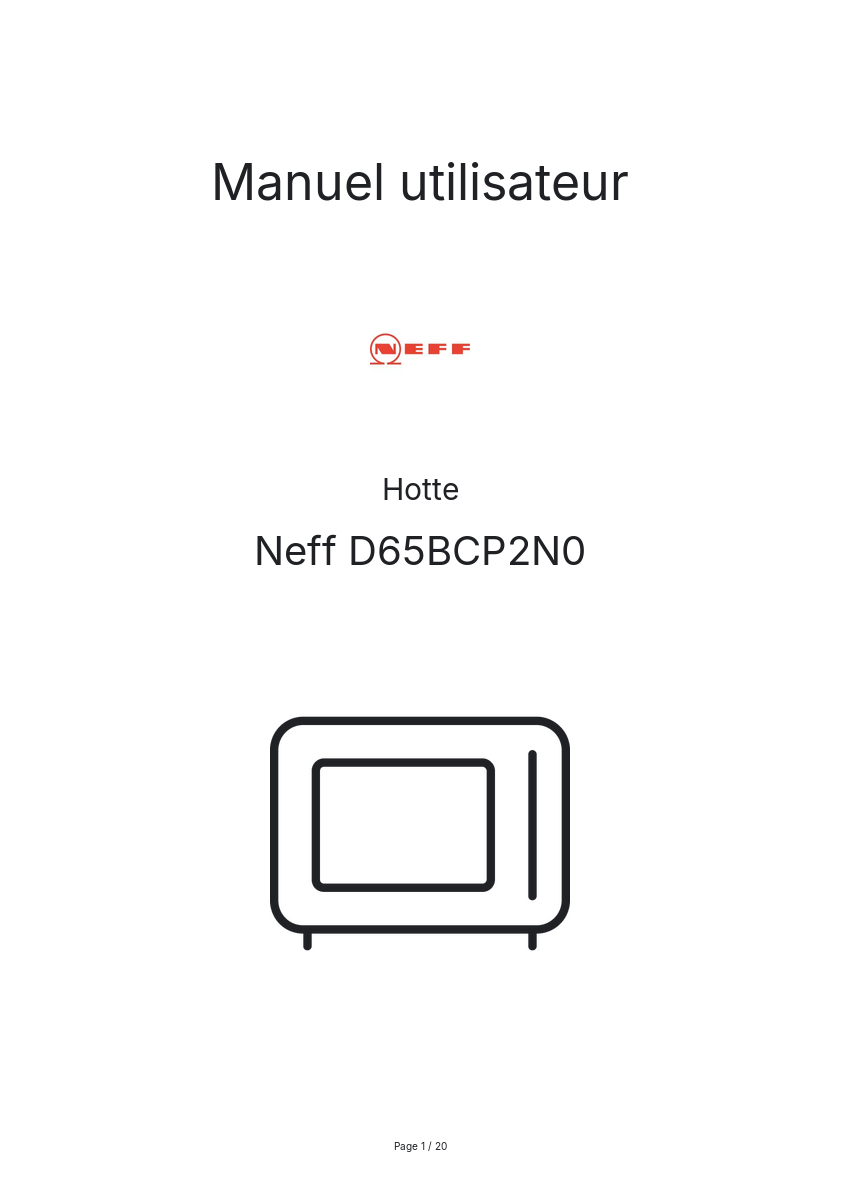 Page n°1 - Manuel utilisateur Neff D65BCP2N0