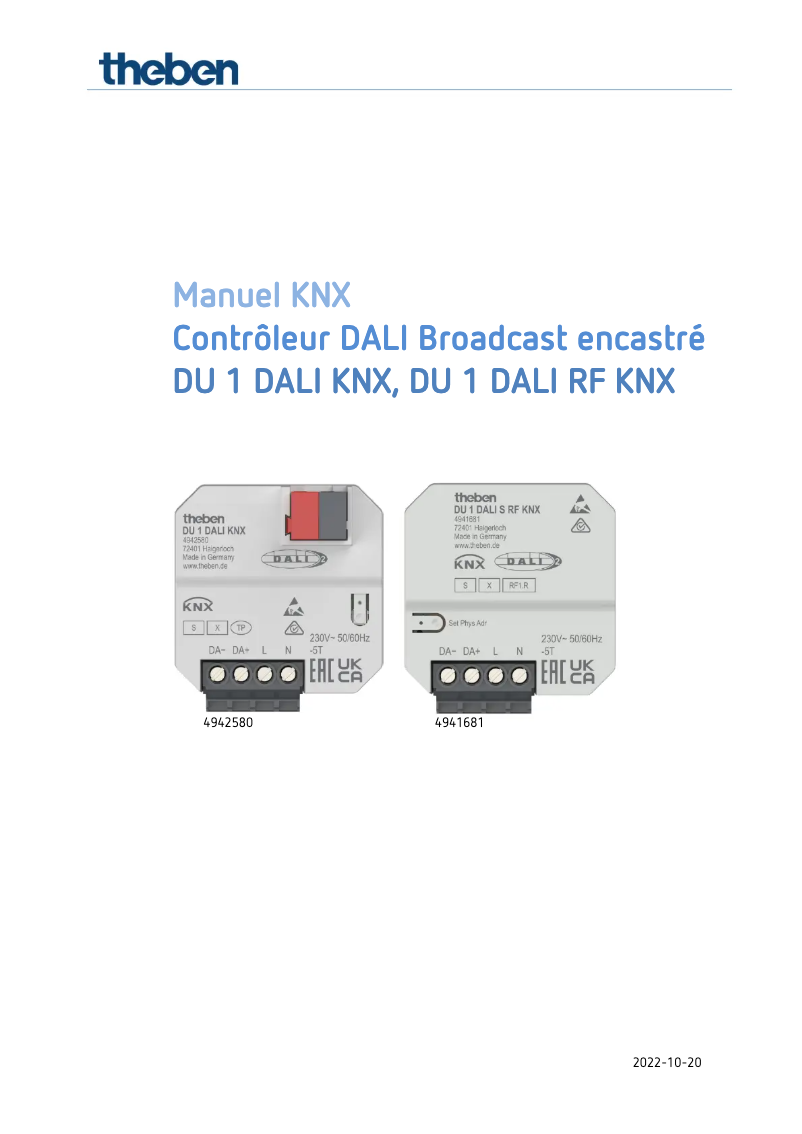 Página 1 del manual Manual de usuario Theben DU 1 DALI S RF KNX