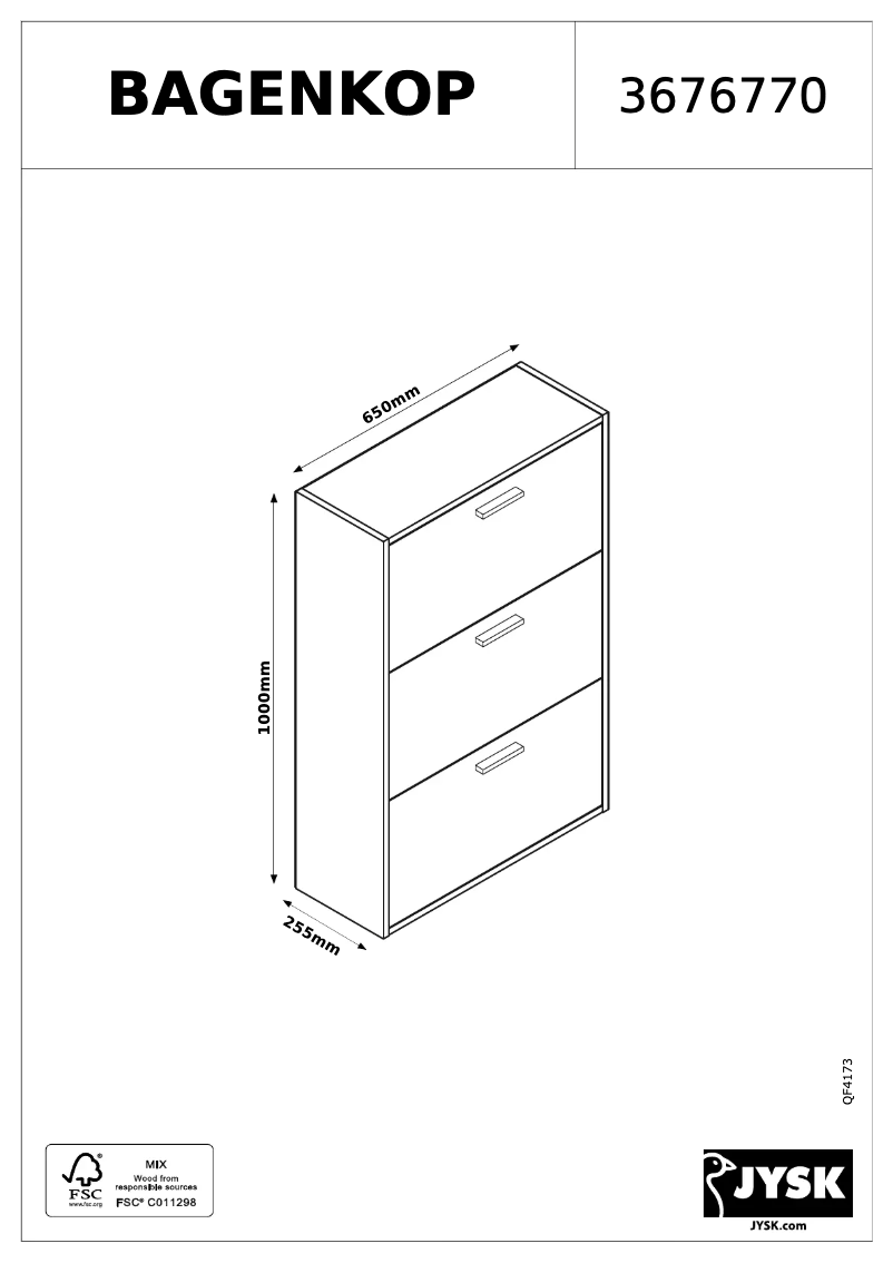 Page 1 de la notice Manuel utilisateur JYSK Price Star (65x100x25)