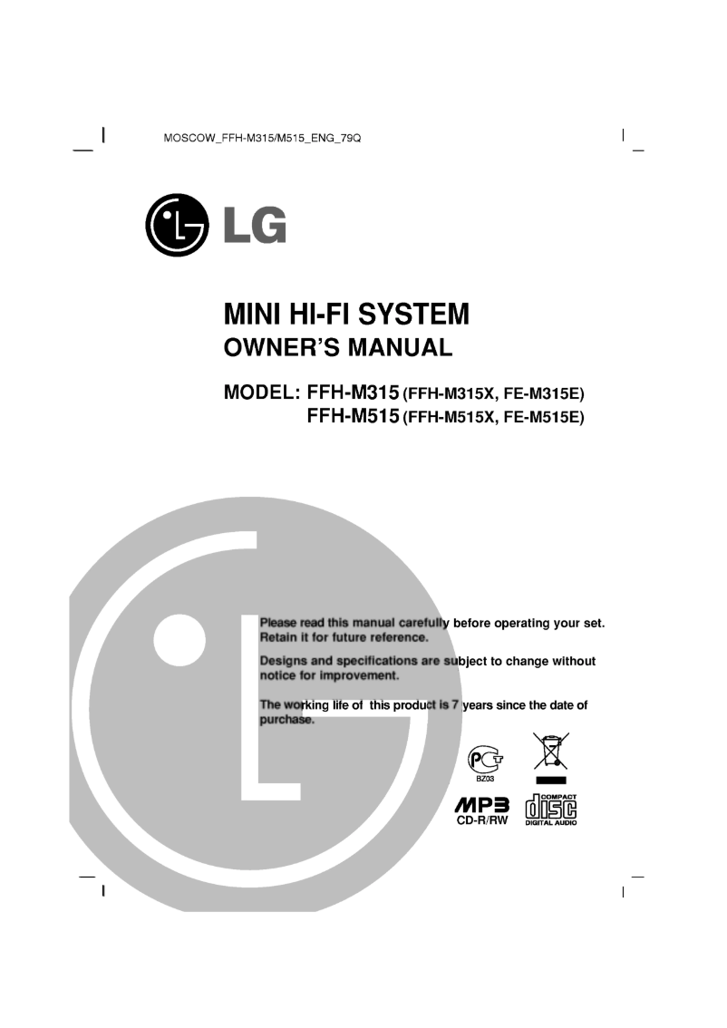 Page 1 de la notice Manuel utilisateur LG FFH-M515X