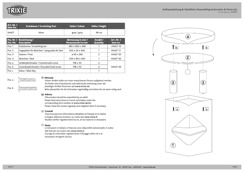 Page 1 de la notice Manuel utilisateur Trixie Arma