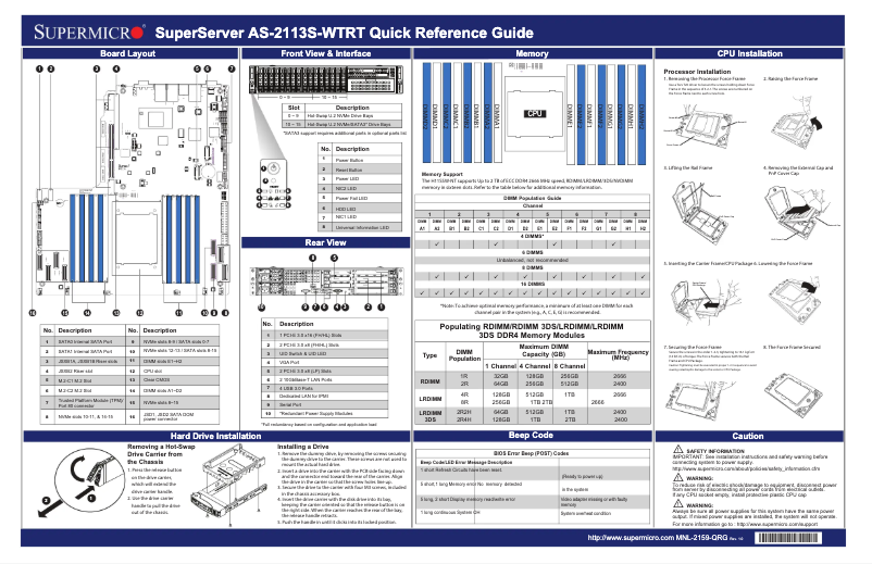 Page 1 de la notice Guide de démarrage rapide Supermicro A+ Server 2113S-WTRT