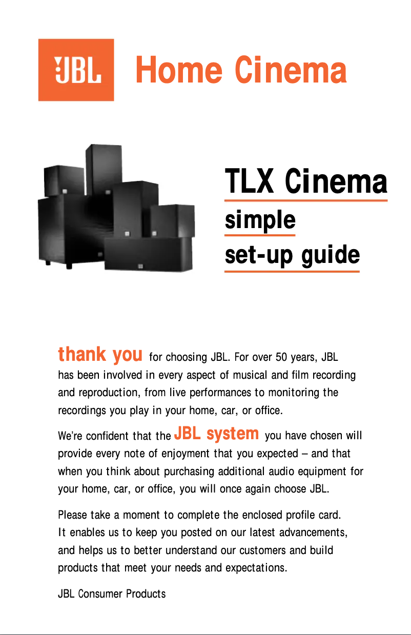 Page n°1 - Manuel utilisateur JBL TLX Cinema