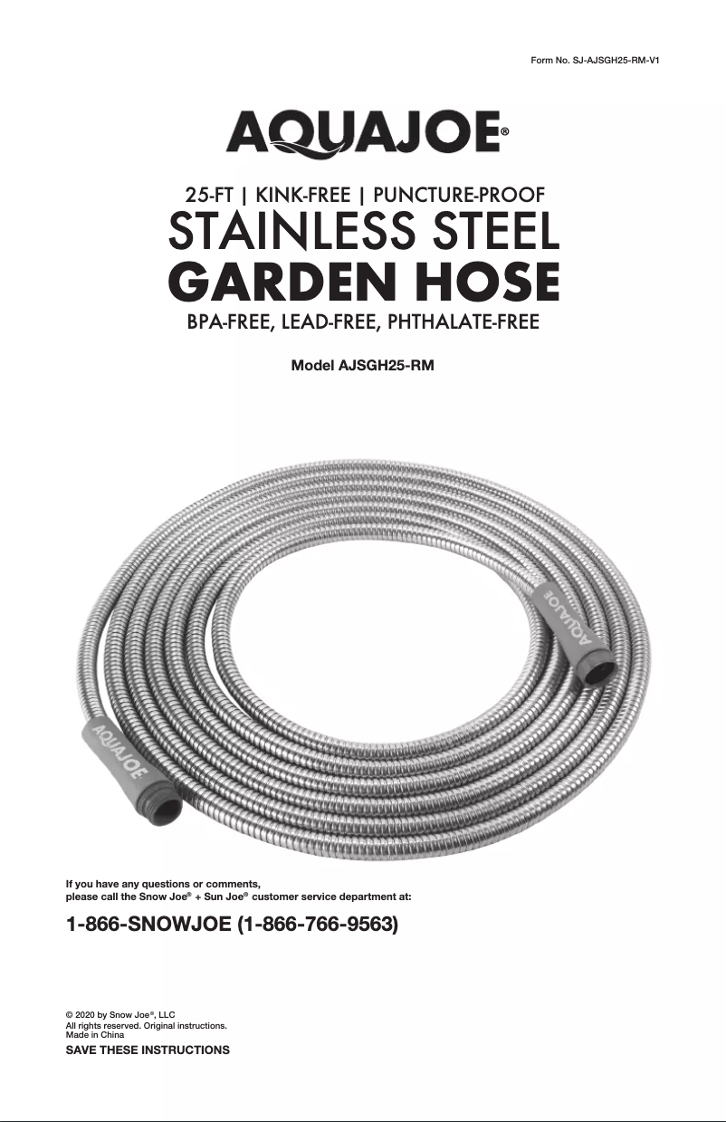 Page 1 de la notice Manuel utilisateur Aqua Joe AJSGH25-RM