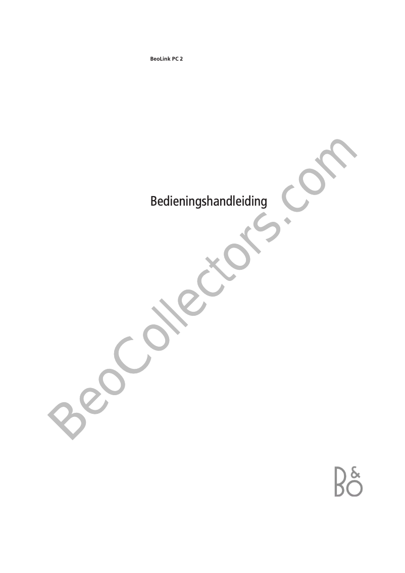 Page 1 of the manual User Manual Bang & Olufsen BeoLink PC2