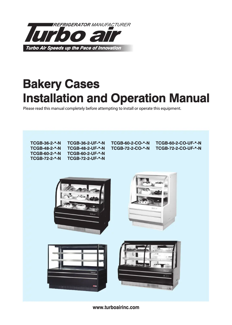 Page n°1 - Manuel utilisateur Turbo air TCGB-60-R-N
