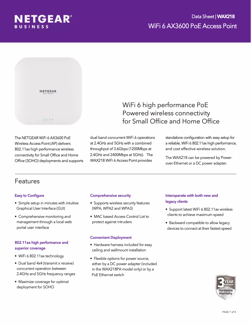 Image de la première page du manuel de l'appareil WAX218