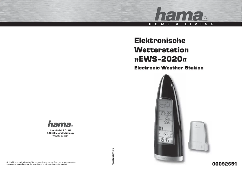 Page 1 of the manual User Manual Hama EWS-2020