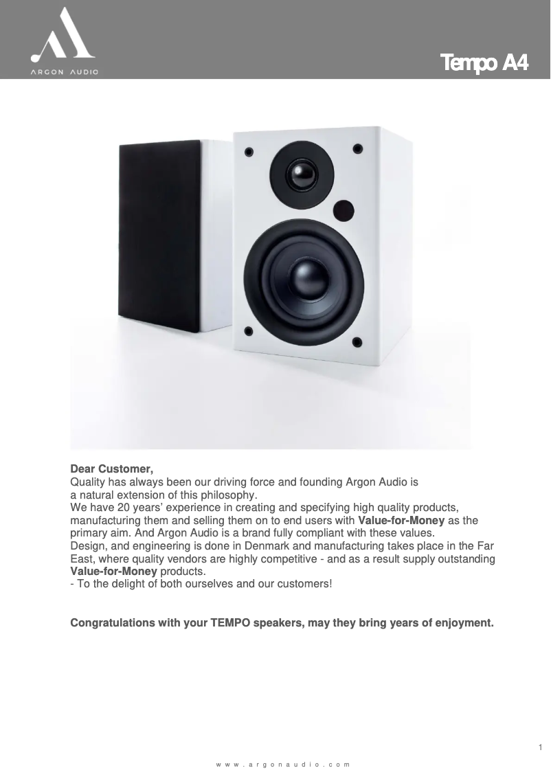 Página 1 del manual Manual de usuario Argon Tempo A4