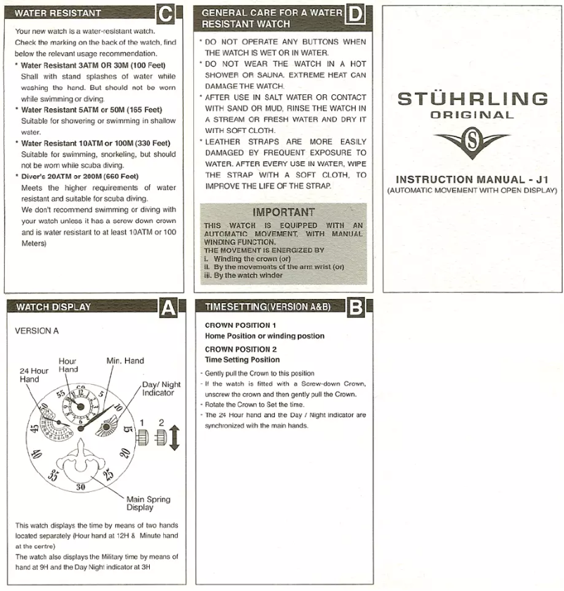 Page n°1 - Manuel utilisateur Stührling J1