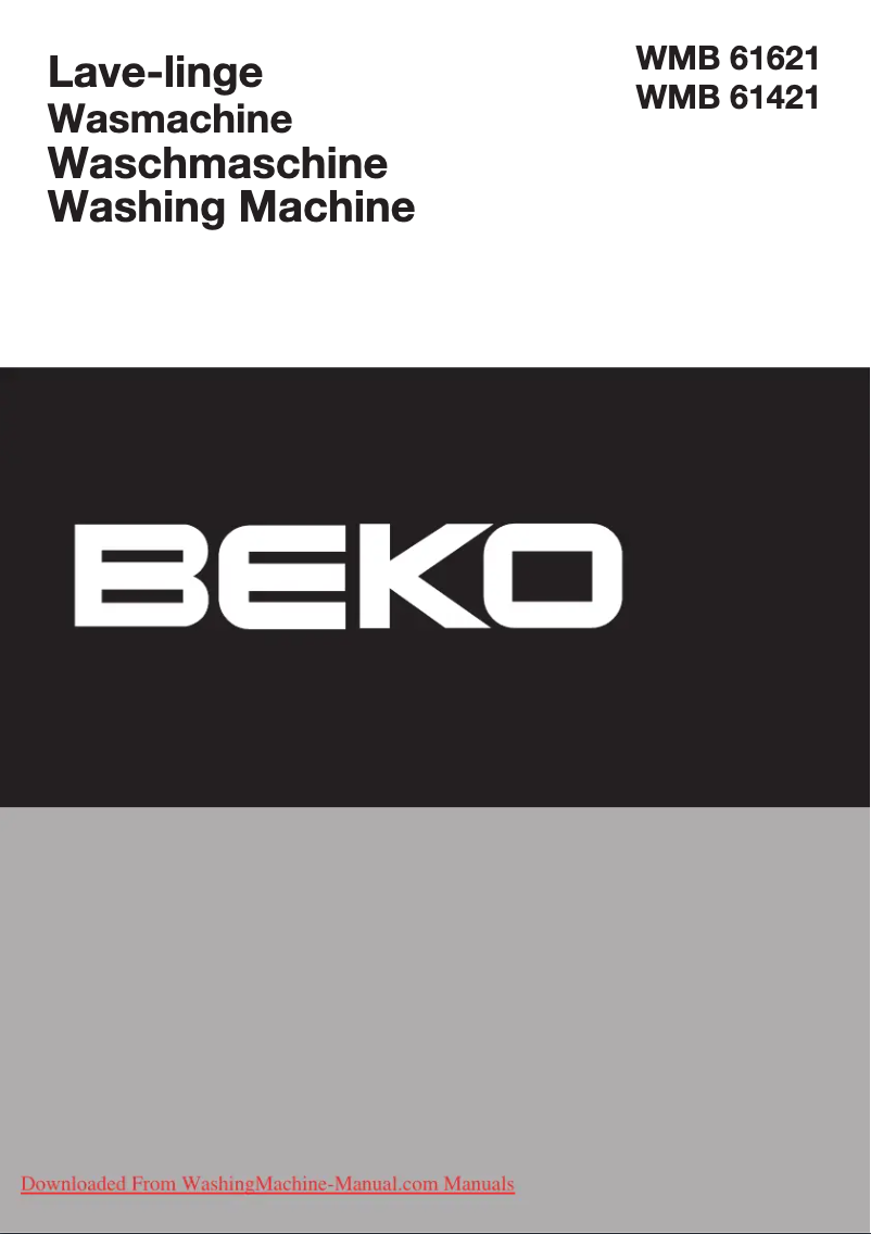 Page 1 de la notice Manuel utilisateur Beko WMB 61621