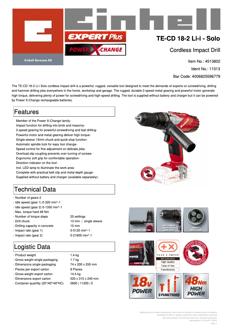 Image de la première page du manuel de l'appareil TE-CD 18-2 Li-i-Solo