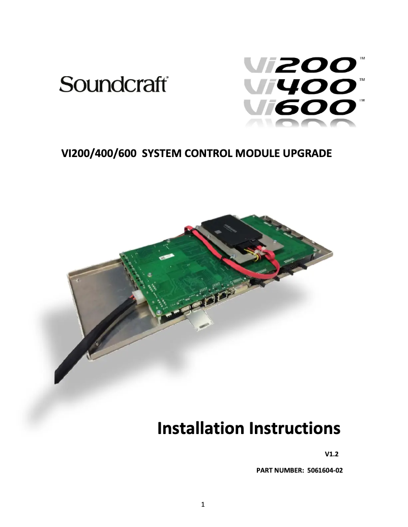Page n°1 - Manuel utilisateur Soundcraft Vi600