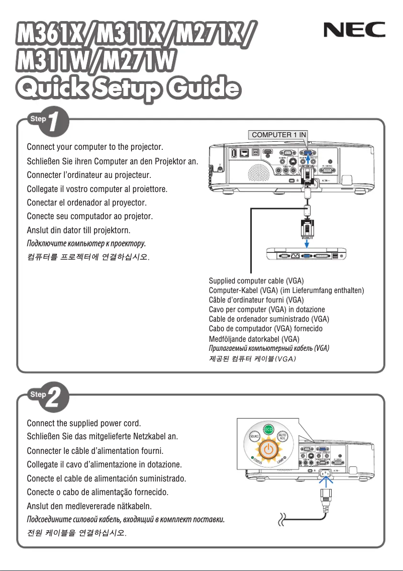 Page 1 de la notice Manuel utilisateur NEC M361X