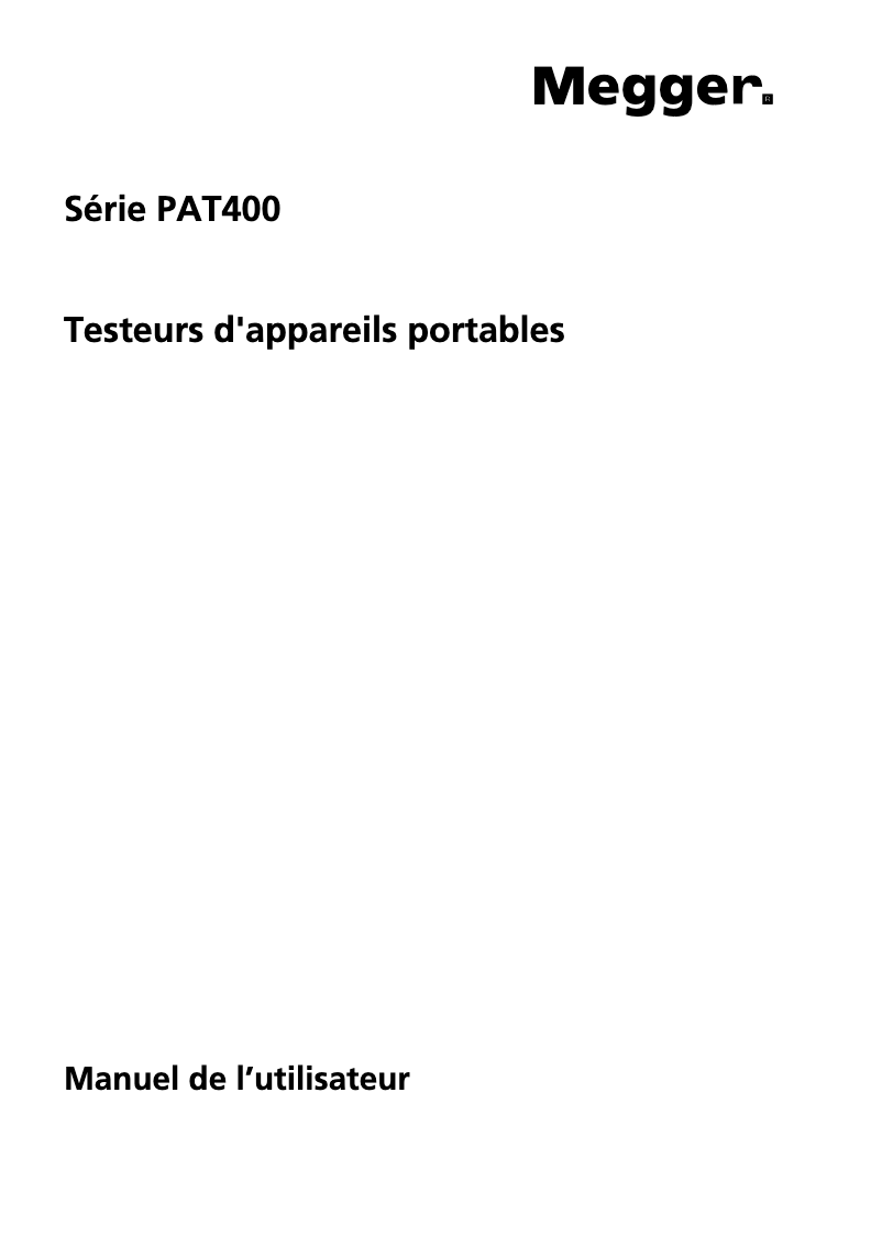 Page 1 de la notice Manuel utilisateur Megger PAT420