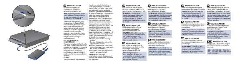 Page n°1 - Manuel utilisateur Seagate Game Drive