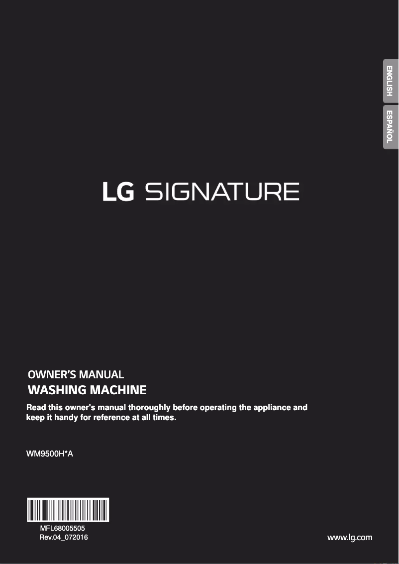 Page 1 de la notice Manuel utilisateur LG WM9500H