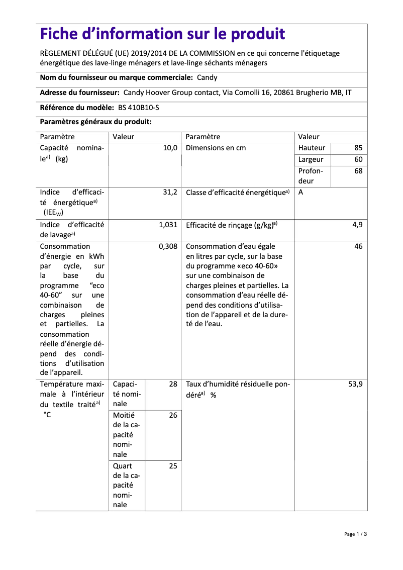 Image de la première page du manuel de l'appareil BS 410B10-S