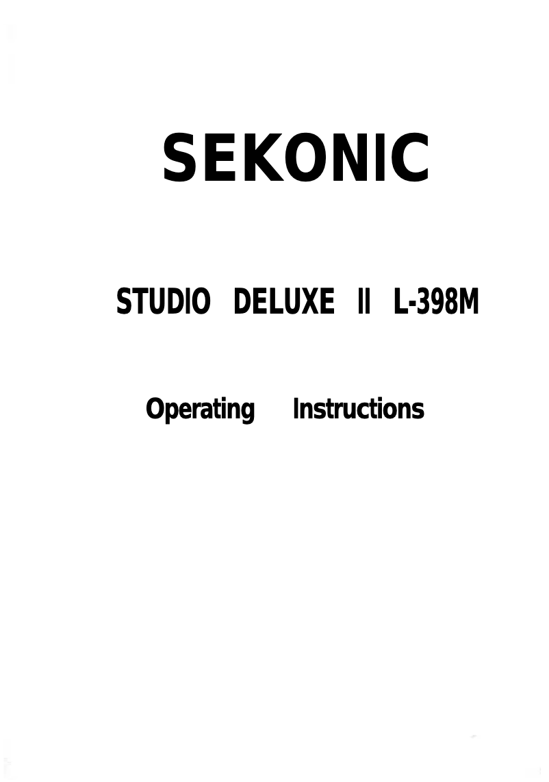 Page 1 de la notice Manuel utilisateur Sekonic L-398M