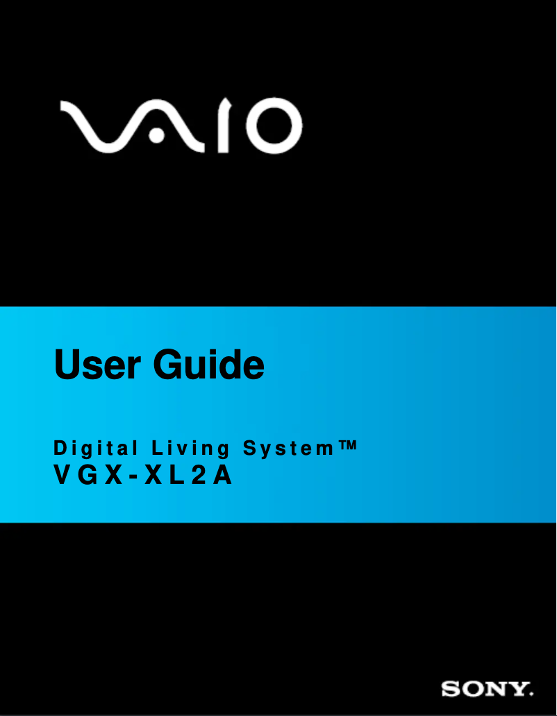 Image de la première page du manuel de l'appareil Vaio VGX-XL2