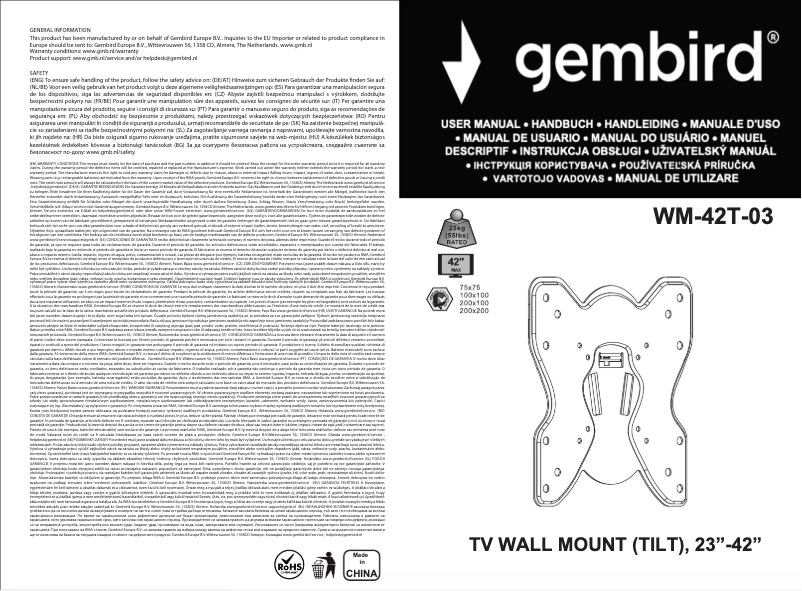 Página 1 del manual Manual de usuario Gembird WM-42T-03