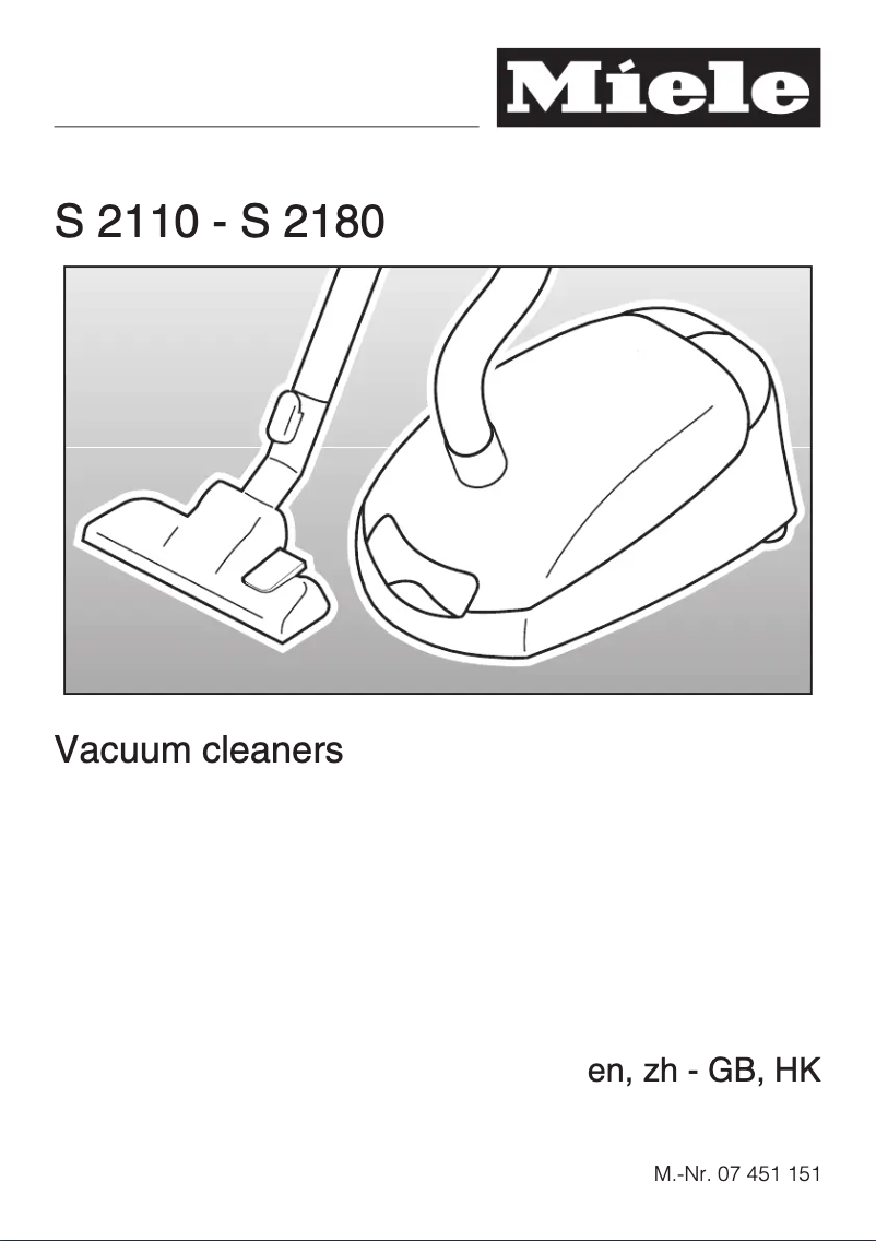 Page n°1 - Manuel utilisateur Miele S 2110