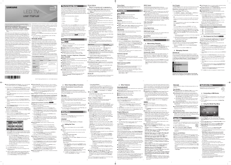 Page 1 de la notice Manuel utilisateur Samsung UN43J5000EF