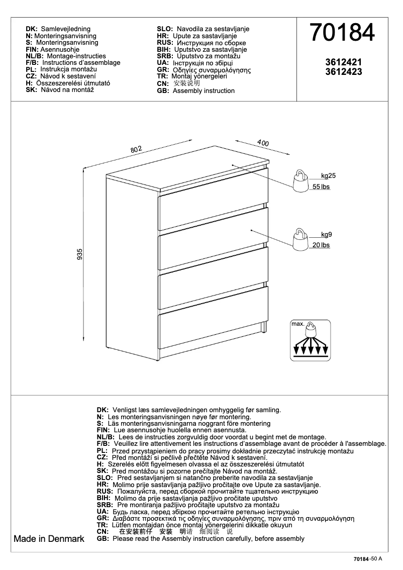 Page 1 de la notice Manuel utilisateur JYSK Tranbjerg (81x94x40)