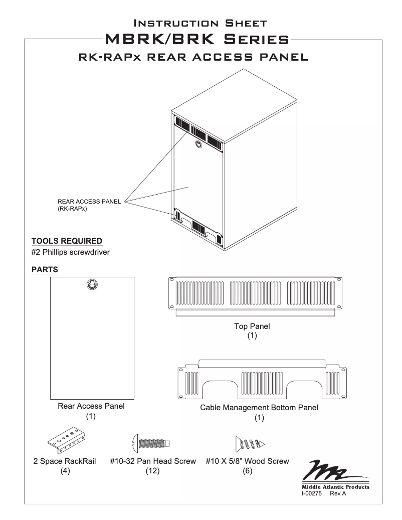 Page 1 de la notice Manuel utilisateur Middle Atlantic RK-RAP16