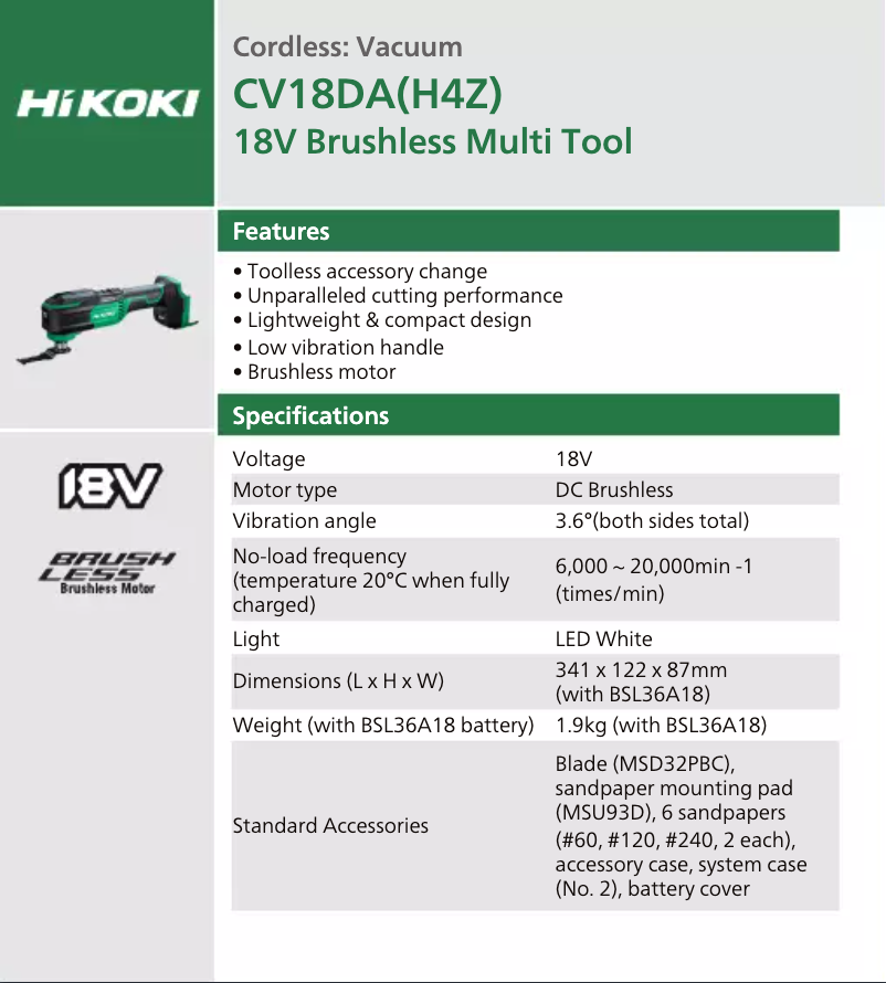 Image de la première page du manuel de l'appareil CV 18DA