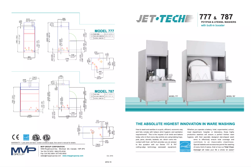Page n°1 - Fiche technique Jet-Tech 787