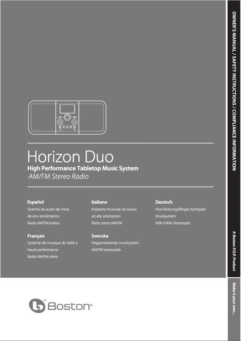 Page n°1 - Manuel utilisateur Boston Acoustics Horizon Duo
