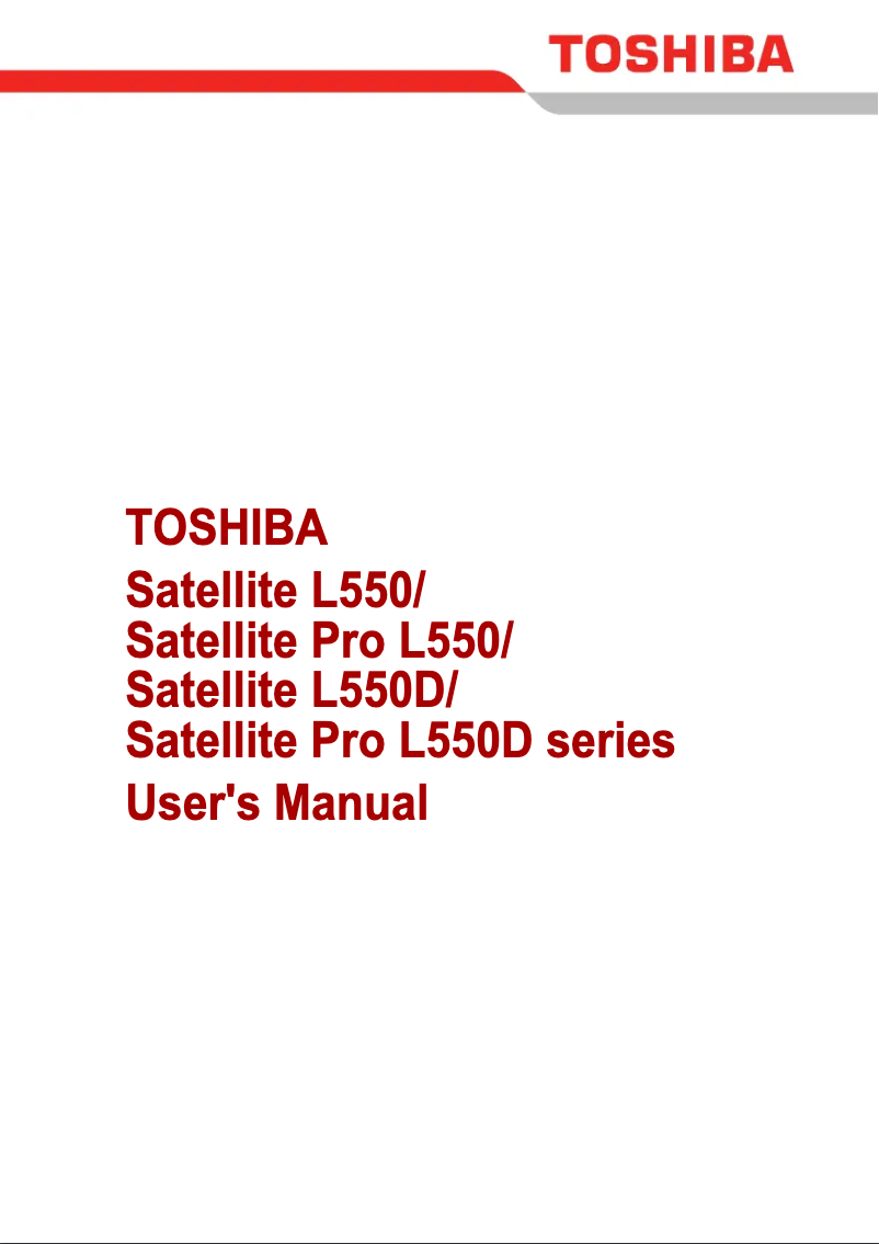 Page 1 de la notice Manuel utilisateur Toshiba Satellite Pro L550D