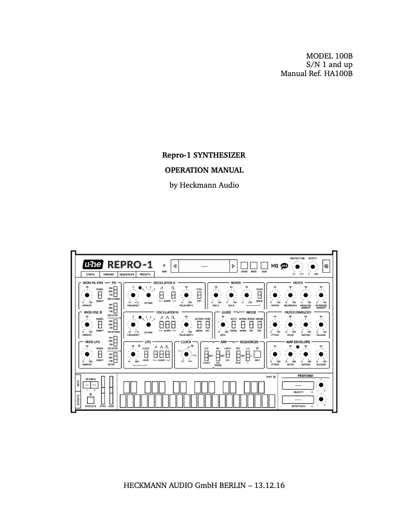 Page 1 de la notice Manuel utilisateur u-he Repro-1
