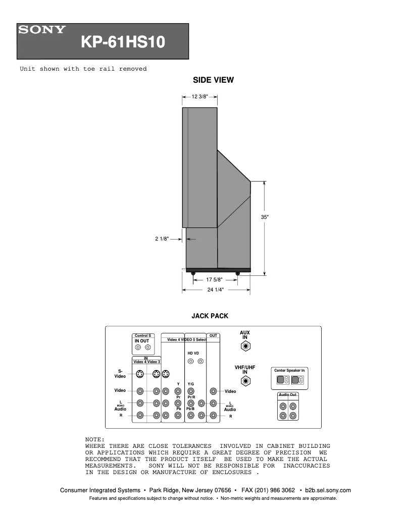 Image de la première page du manuel de l'appareil KP-61HS10