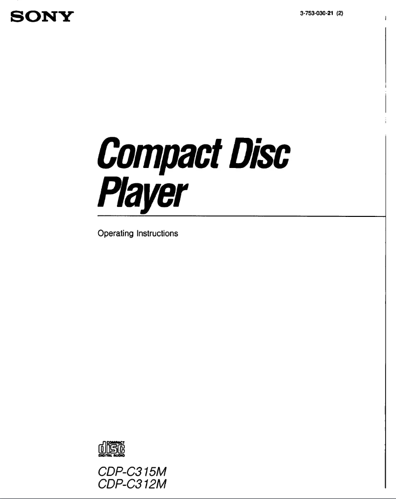 Page 1 de la notice Manuel utilisateur Sony CDP-C312M