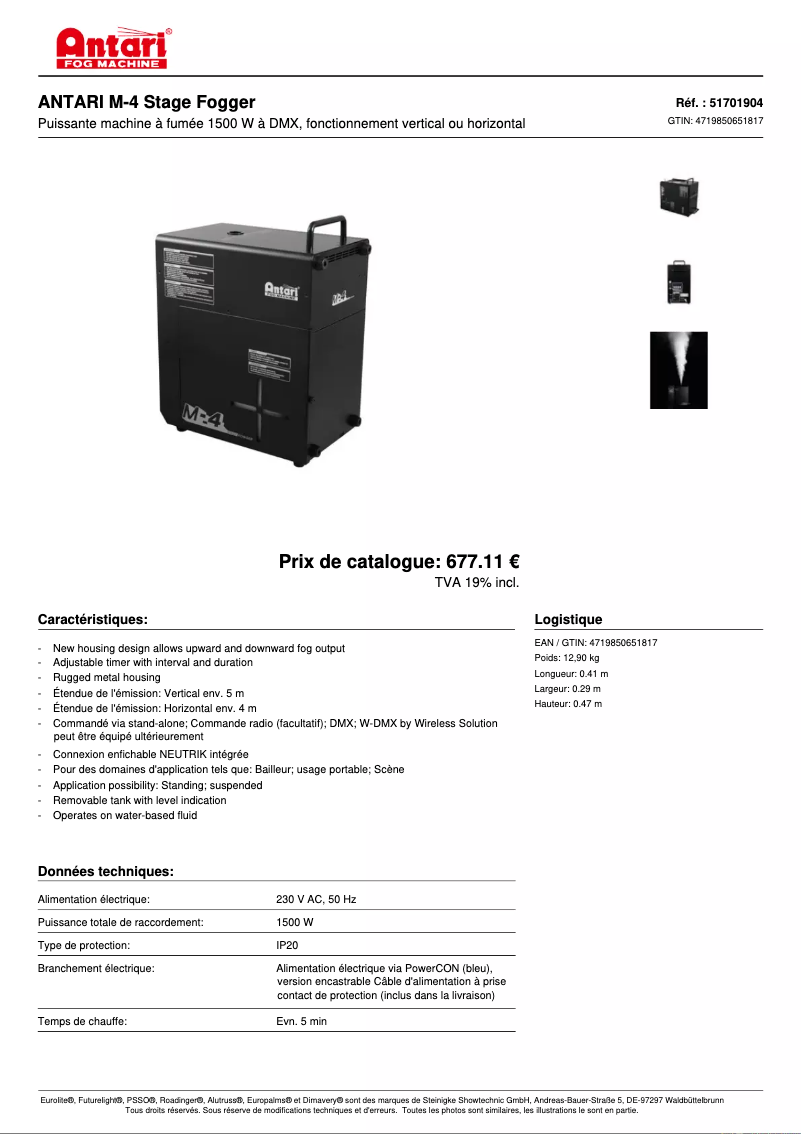 Page n°1 - Fiche technique Antari M-4