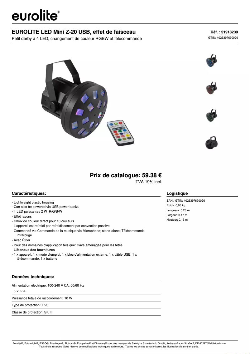 Image de la première page du manuel de l'appareil LED Z-20