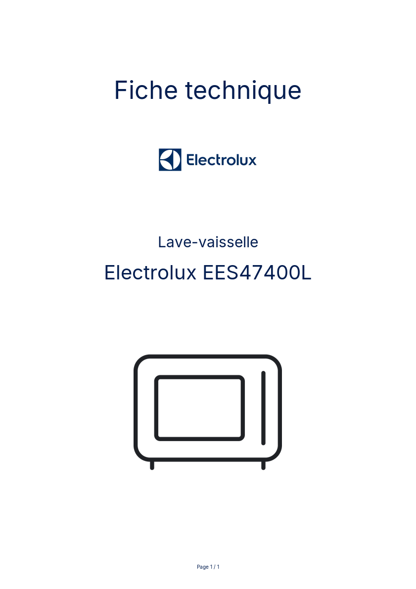 Image de la première page du manuel de l'appareil EES47400L