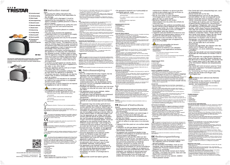 Page n°1 - Manuel utilisateur TriStar BR-1022