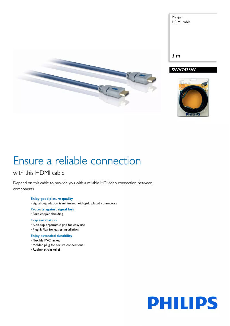 Image de la première page du manuel de l'appareil SWV7433W