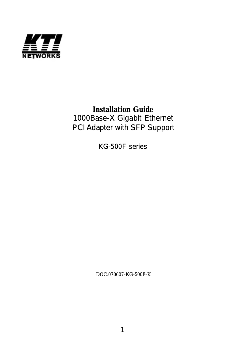 Page n°1 - Manuel utilisateur KTI Networks KG-500F