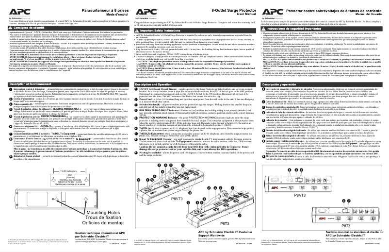 Page n°1 - Manuel utilisateur APC P8VT3